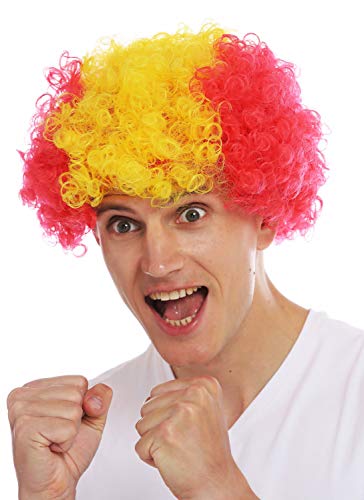 WIG ME UP - MMAM-15M Perücke Karneval Afro Fan-Perücke Fußball WM Rot Gelb Rot Spanien von WIG ME UP