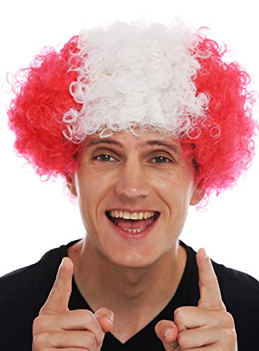 WIG ME UP - MMAM-15M Perücke Karneval Afro Fan-Perücke Fußball WM Rot Weiß Rot Österreich von WIG ME UP