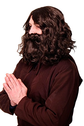 WIG ME UP - WIG005-HK5 Perücke Bart Vollbart Fasching Karneval Prophet Guru Jesus Hipster Waldschrat Urmensch braun von WIG ME UP