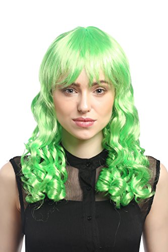 WIG ME UP - XR-007-PC15 Perücke Damen Karneval Fasching Cosplay Korkenzieher Locken lang Pony grün Gothic Lolita ca. 50 cm von WIG ME UP