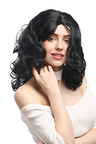 WIG ME UP - XR-010-P103 Perücke Damen Karneval Fasching lang Volumen Locken lockig Mittelscheitel Schwarz 50 cm von WIG ME UP