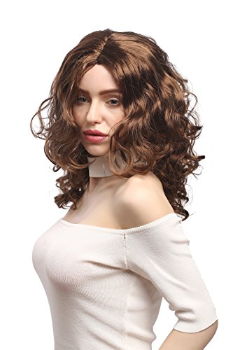 WIG ME UP - XR-010-P6 Perücke Damen Karneval Fasching lang Volumen Locken lockig Mittelscheitel Braun 50 cm von WIG ME UP