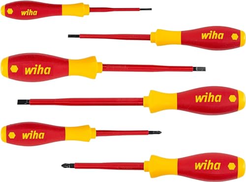 Wiha Schraubendreher Set SoftFinish® electric Schlitz I Pozidriv 6-teilig – Hochwertiges Handwerkzeug Set I Elektriker Werkzeug I IEC 60900 Standard I SoftFinish Griff I Erhöht Effizienz (25477) von WIHA