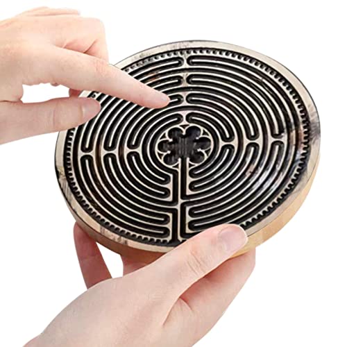 Finger Labyrinth | Holz Finger Labyrinth Board Handmade Round Finger Labyrinth Runde für Achtsamkeit, Meditation und Stress Entspannung, Indoor-Puzzle-Spiel Geschenke (40cm) von WIHXES