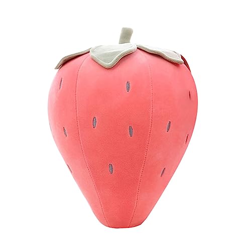 WIHXES Frucht-Plüschkissen, süßes Erdbeer-Plüschtier, großes Frucht-Plüschtier, Erdbeer-Dekorationen, Reisekissen für Erwachsene und Kinder, Geschenke (25CM,Pink) von WIHXES