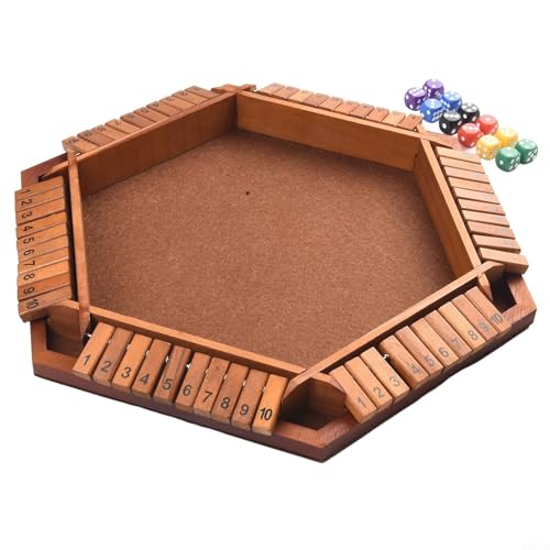 WIIYENA Shut the Box Tischspiel aus Holz mit bis zu 16 Spielern zu Hause oder (braun) von WIIYENA