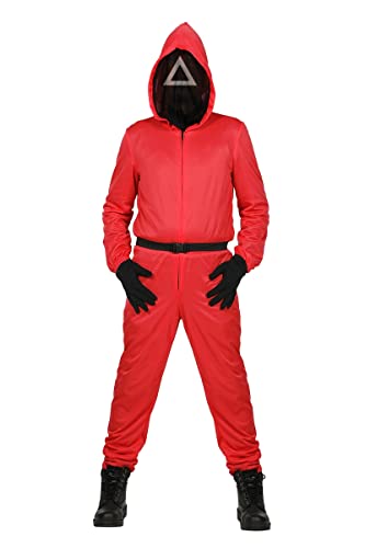 Scherzwelt - Roter Overall - Team rot - 140 - 164 cm - mit Maske aus Netzstoff - Kinder Kostüm (140 cm, Rot Dreieck) von WILBERS & WILBERS