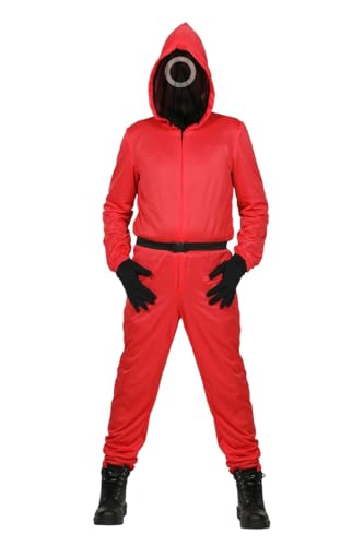 Scherzwelt - Roter Overall - Team rot - 140 - 164 cm - mit Maske aus Netzstoff - Kinder Kostüm (140 cm, Rot Kreis) von WILBERS & WILBERS