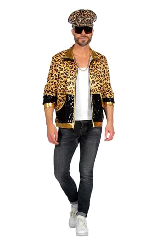 WILBERS & WILBERS 5922-80er / 90er Jahre Partyjacke für Herren, Leoparden Print, Trainingsjacke für Karneval von WILBERS & WILBERS