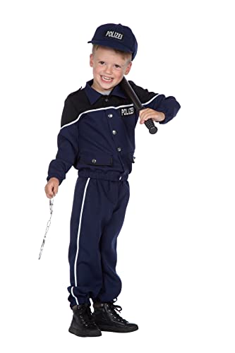 WILBERS & WILBERS Polizei Jungen Kostüm - Dreiteiliges Fasching Kostüm - Blaue Polizeiuniform in Originaloptik - Größe 128 von WILBERS & WILBERS