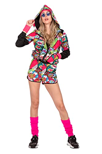 WILBERS & WILBERS 4097-80er / 90er Jahre Party Outfit für Damen, Jacke, Hoodie, Shorts, Popart Trainingsanzug, Karneval von WILBERS & WILBERS