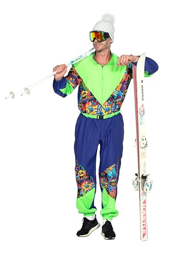 WILBERS & WILBERS - Retro-Skianzug mit 80er Jahre Print für Herren - einteiliger Overall - Retro Aprés Ski - Karneval - Größe L von WILBERS & WILBERS