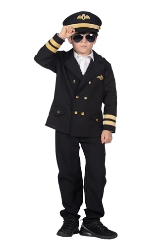 WILBERS & WILBERS 310467 - Kinderkostüm Pilot, Pilotenanzug in schwarz, Kapitän, für Karneval, 152 von Wilbers&Wilbers