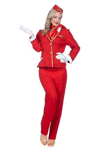 WILBERS & WILBERS 320467 - Kostüm Stewardess für Damen, Uniform, Flugbegleiterin, für Karneval, 42, Rot von Wilbers&Wilbers