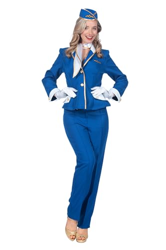 WILBERS & WILBERS 320467 - Kostüm Stewardess für Damen, Uniform, Flugbegleiterin, für Karneval, 42, Blau von WILBERS & WILBERS