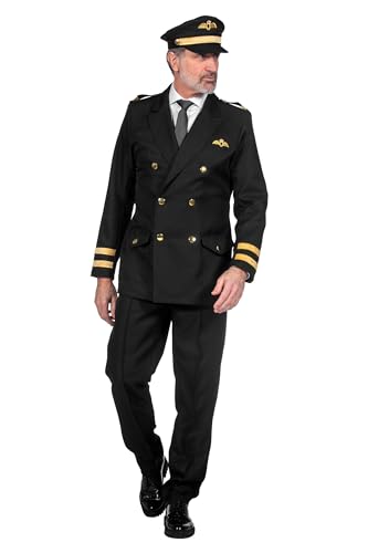 WILBERS & WILBERS 330467 - Kostüm Pilot für Herren, Pilotenanzug in schwarz, Kapitän, für Karneval von WILBERS & WILBERS