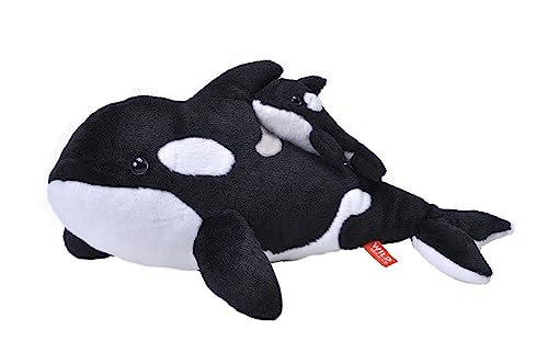 WILD REPUBLIC Mom and Baby Orca, Großes Kuscheltier, 38 cm, Geschenkidee für Kinder, Kuscheltier mit Baby, Riesen-Stofftier aus recycelten Wasserflaschen von WILD REPUBLIC