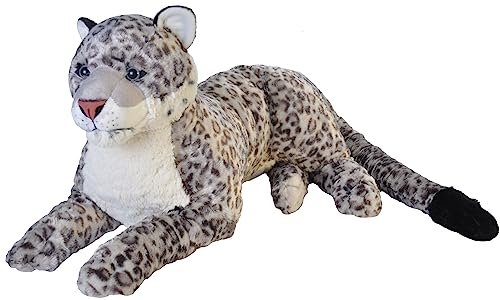 Wild Republic 18075 19551 Jumbo Plüsch Schneeleopard, großes Kuscheltier, Plüschtier, Cuddlekins, 76 cm von WILD REPUBLIC