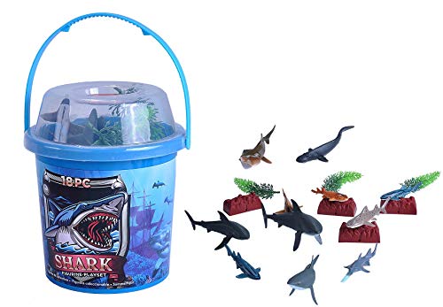 Wild Republic 23158 Spielfiguren-Set Haie-Giganten der Meere, Spieleimer, Adventure Bucket, 20 cm, 18-teilig, Multi von WILD REPUBLIC