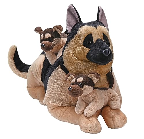 Wild Republic Cuddlekins Jumbo Mutter und Welpen Deutscher Schäferhund, Stofftier, 76 cm, Plüschtier, Füllung aus gesponnenen recycelten Wasserflaschen von WILD REPUBLIC