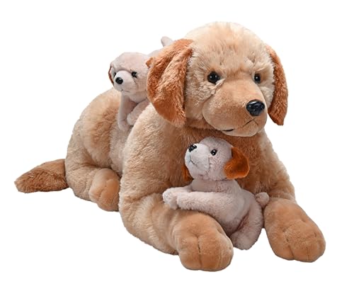 Wild Republic Cuddlekins Jumbo Mutter und Welpen Golden Retriever, Stofftier, 76 cm, Plüschtier, Füllung aus gesponnenen recycelten Wasserflaschen von WILD REPUBLIC