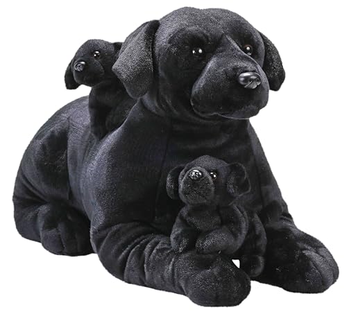 Wild Republic Cuddlekins Jumbo Mutter und Welpen Schwarzer Labrador, Stofftier, 76 cm, Plüschtier, Füllung aus gesponnenen recycelten Wasserflaschen von WILD REPUBLIC