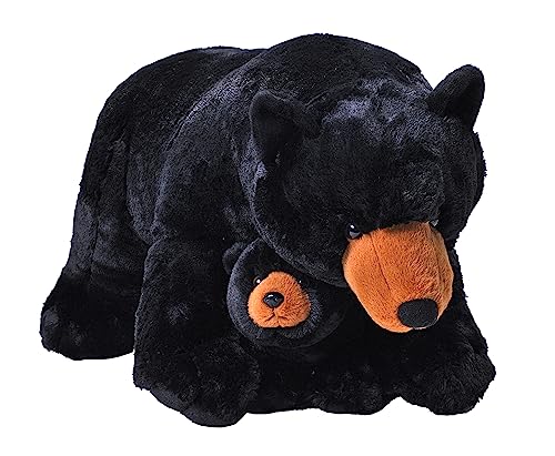 WILD REPUBLIC Mom and Baby Jumbo Schwarzbär, Großes Kuscheltier, 76 cm, Geschenkidee für Kinder, Kuscheltier mit Baby, Riesen-Stofftier aus recycelten Wasserflaschen von WILD REPUBLIC