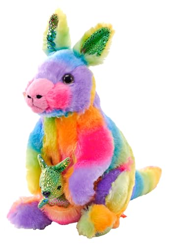 Wild Republic Rainbowkins Känguru, Stofftier, 30 cm, Plüschspielzeug, Füllung aus gesponnenen recycelten Wasserflaschen von WILD REPUBLIC