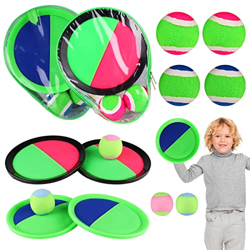 Klettballspiel für Kinder Set, 4 Schläger, 6 Bälle und 2 Aufbewahrungstasche, Strandspielzeug Klettball Wasserdicht Outdoor Gartenspiele Spielzeug draußen Kinder ab 2 3 4 5 6 Jahr Strandspiele von WILDPARTY