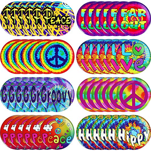 WILLBOND 48 Stücke Hippie Button Pins Retro Buttons Pins 60er Jahre Party Buttons Hippie Kostüm Accessoire von WILLBOND