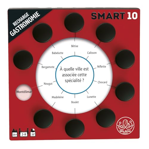 Wilson jeux | Smart 10 französische Version | thematische Nachfüllpackung Gastronomie | 50 doppelseitige Karten und 100 Neue Fragen | Ersetzen Sie die Karten Ihres SMART10-Gehäuses oder mischen Sie von Wilson jeux