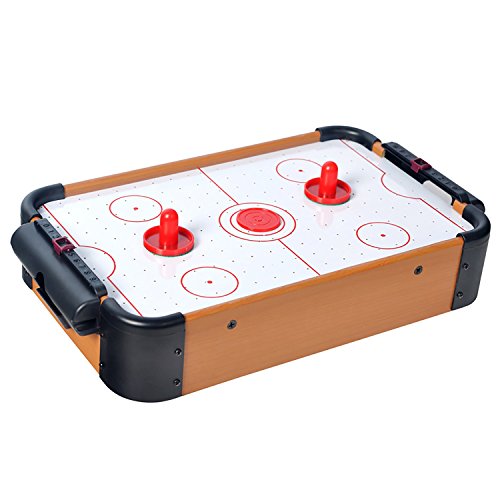 WIN.MAX Mini Air Hockey Tisch mit Zubehör Airhockey-Tisch Spielfeld Schiebern Pucks Puscher und Torzähler Tischspiel für Groß und Klein Holz von WIN.MAX