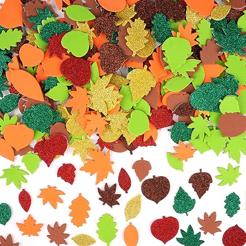 Herbst Bastelset Kinder, 500 Stück Ahornblatt Aufkleber Moosgummi Sticker Selbstklebend Verschiedene Herbstblatt Dekorationen DIY Stickers für Erntedankfest Party Basteln Ornamente ( Mischfarben ) von WINKIO