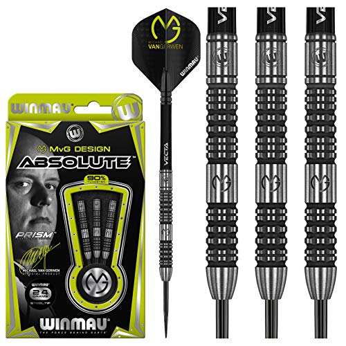 WINMAU Michael Van Gerwen MvG Absolute 24g Profi Wolfram Steeltip Dartpfeile Set mit Flights und Schäfte von WINMAU