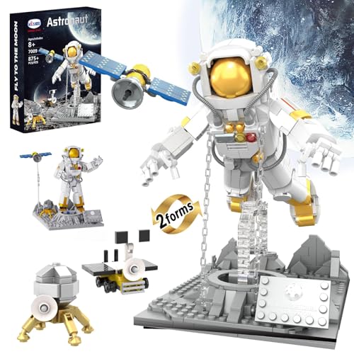 Weltraum-Astronaut Bausteinset, Modellbausatz für Kinder, STEM-Astronaut Modell mit Display-Ständer, Kompatibel mit Lego Weltraum, kreatives Geschenk für Jungs und Mädchen ab 8-14 Jahren (875 Teile) von WINNER SPACE