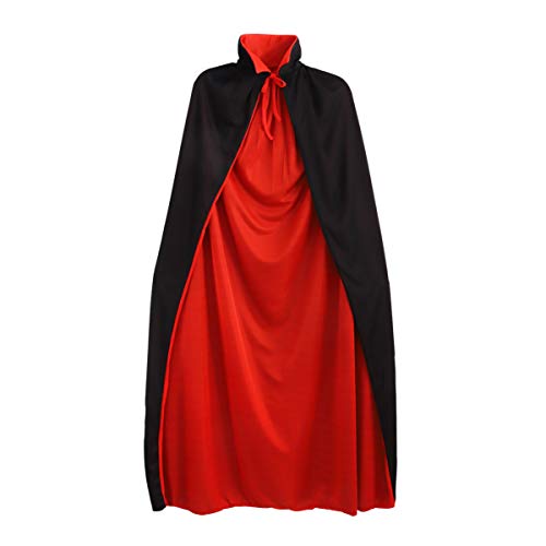 WINOMO Halloween Vampirumhang Traditionellee Tod Umhang Teufel Kostü Samt Cape Kapuzenumhang Schwarz Rot Doppelseitig mit Religiösener Cosplay Kleidung für Halloween Und Karneval Party von WINOMO