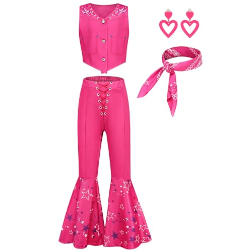 WIOLETA Cowgirl Kostüm Mädchen Kostüm Cowgirl Mädchen Prinzessin Kleid Mädchen Prinzessin Kostüm Mädchen Cosplay Kostüm Mädchen Karneval Kostüm Mädchen mit Zubehör 4-11Jahre von WIOLETA