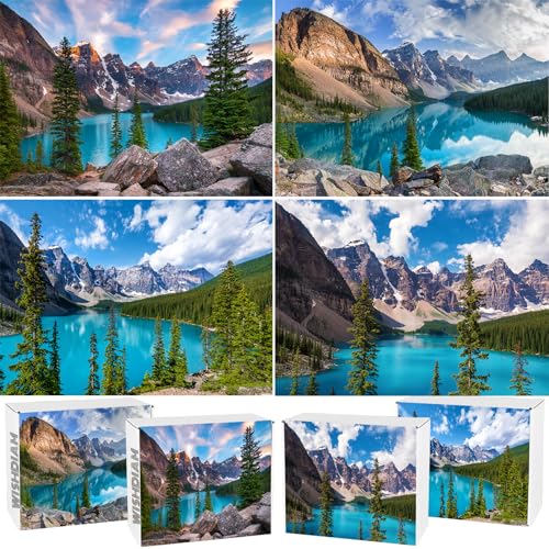 4 Pack Moraine Lake Puzzles für Erwachsene 1000 Teile, Kanada Jigsaw Puzzles für Erwachsene 1000 Teile Moraine Lake Puzzles, Landschaftspuzzles für Erwachsene ab 1000 Teile, Puzzles Geschenke für von WISHDIAM