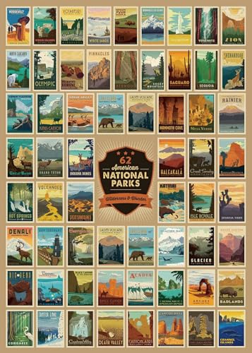 Nationalparks Puzzles für Erwachsene, 1000 Teile, Vintage-Landschaftsposter, Puzzles inklusive Zion Yellowstone Yosemite, Puzzles für Erwachsene, ab 1000 Teilen von WISHDIAM