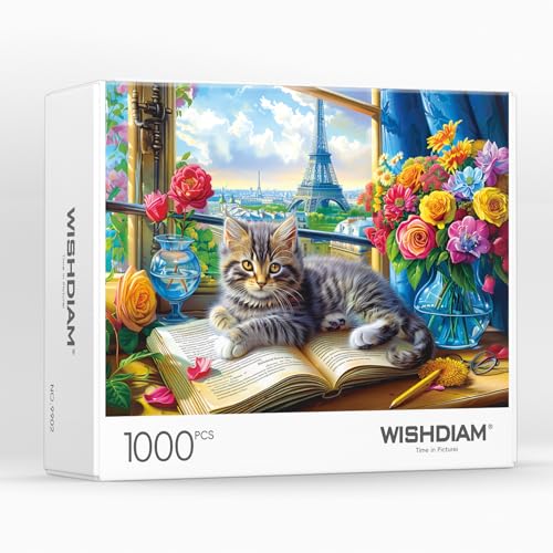 Puzzle 1000 Teile für Erwachsene, Katzenpuzzle, Kätzchenpuzzles für Frauen und Mutter, Katzenpuzzle für Erwachsene, 1000 Teile und höher, Puzzles Geschenk für Frauen und Mutter, Weihnachtspuzzle von WISHDIAM