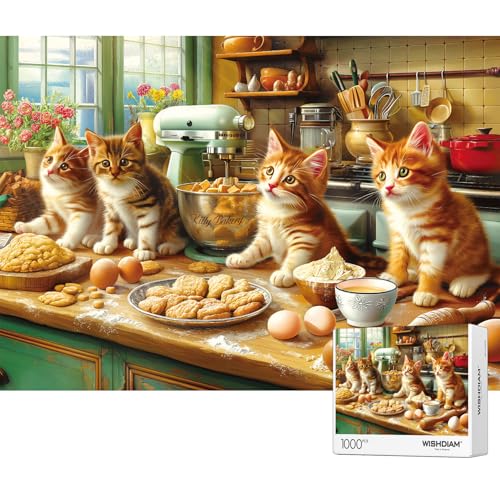 Puzzles 1000 Teile - WISHDIAM Puzzles für Erwachsene - Katzen Kätzchen Haustiere Tierliebhaber Unmöglich Schwer Schwierige Herausfordernde Puzzles für Heimdekoration Geburtstagsfeier Geschenke von WISHDIAM