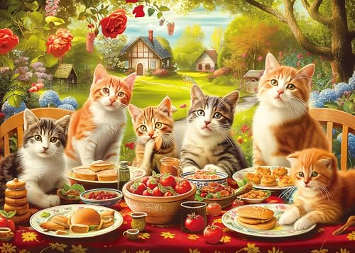 Puzzles 1000 Teile - WISHDIAM Puzzles für Erwachsene - Katzen Kätzchen Haustiere Tierliebhaber Unmöglich Schwer Schwierige Herausfordernde Puzzles für Heimdekoration Geburtstagsfeier Geschenke von WISHDIAM