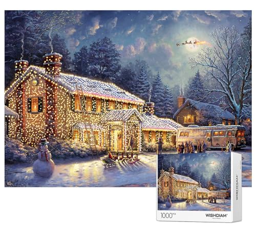 Puzzles 1000 Teile - WISHDIAM Puzzles für Erwachsene - Weihnachten Familie Schneemann Hirsch Stadt Urlaub Unmöglich Schwierige Herausfordernde Puzzles für Wohnkultur Geburtstagsfeier Geschenke für von WISHDIAM