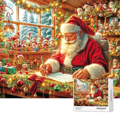 Puzzles 1000 Teile - WISHDIAM Puzzles für Erwachsene - Weihnachten Weihnachtsmann Urlaub Unmöglich Schwierige Herausfordernde Puzzles für Wohnkultur Geburtstagsfeier Geschenke für Männer Frauen von WISHDIAM