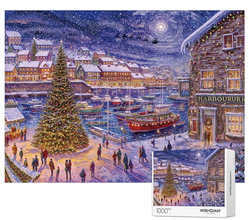 Puzzles 1000 Teile - WISHDIAM Puzzles für Erwachsene - Weihnachtsbaum Stadt Hafen Urlaub Unmöglich Schwierige Herausfordernde Puzzles für Wohnkultur Geburtstagsfeier Geschenke für Männer Frauen von WISHDIAM