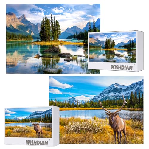 Puzzles 2 Pack 1000 Teile - WISHDIAM Puzzles für Erwachsene - Felsiger Berg & Geistinsel Nationalpark Unmögliche Herausfordernde Puzzles für Wohnkultur Geburtstagsfeier Geschenke Spielzeug für Männer von WISHDIAM