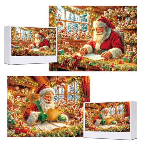 Puzzles 2 Pack 1000 Teile - WISHDIAM Puzzles für Erwachsene - Weihnachten Weihnachtsmann Urlaub Unmöglich Schwierige Herausfordernde Puzzles für Wohnkultur Geburtstagsfeier Geschenke für Männer Frauen von WISHDIAM