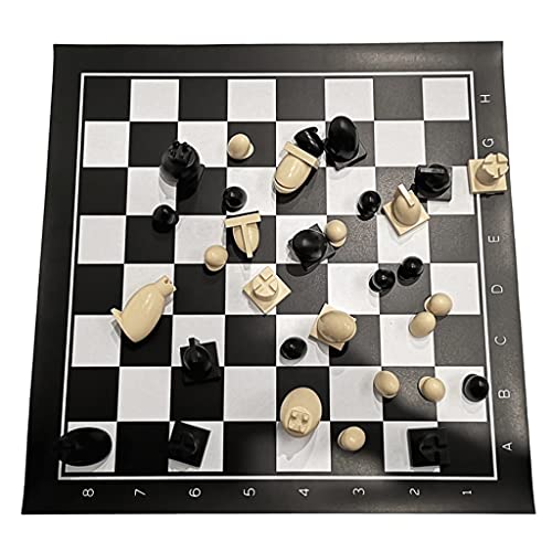 Personalisiertes Schach-Set, aufrollbar, Reise-Schach-Set, Spiele mit Schachfigur, Tragetasche, schwarz-weiße Schachfiguren für Erwachsene, 50,8 x 50,8 cm von WJING