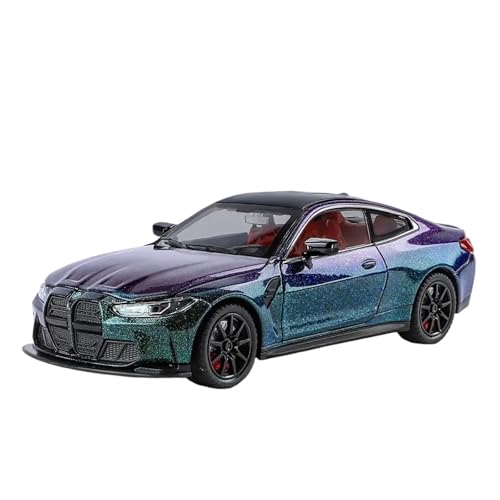 Für BMW M4 Sportwagenmodell Aus Metalldruckguss, Freilauf, Musiklicht, Pullback, Miniaturfahrzeuge, Modelle, Geschenke 1:24(Purple) von WJXNNON