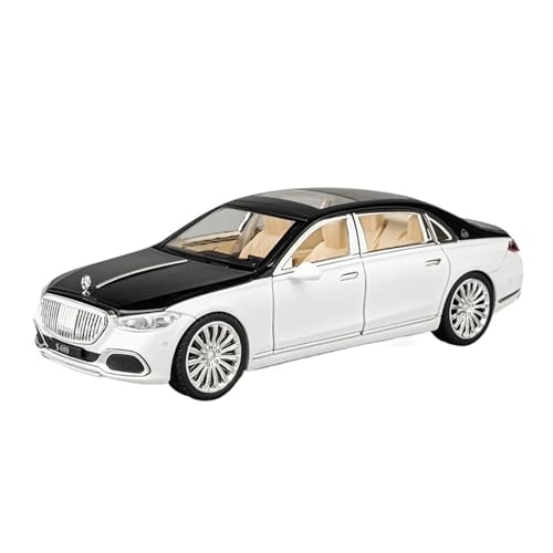 Für Benz Maybach S680 Legierung Modell Auto Spielzeug Druckguss Sound Und Licht Auto Spielzeug Für Kinder Fahrzeug 1:22(White black) von WJXNNON